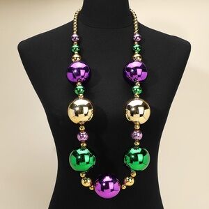 Mardi Gras Chunky Metal Ball Statement Necklace